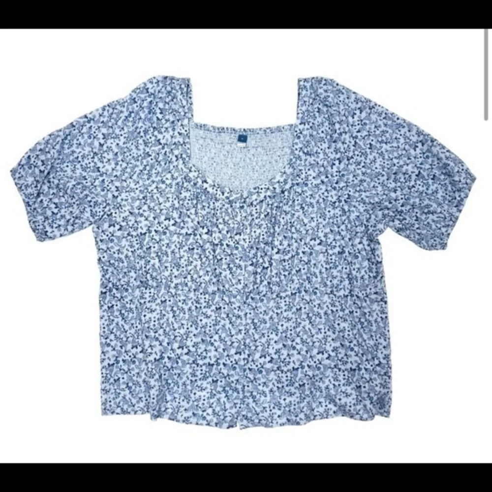 Old Navy Puff Sleeve Smocked Button Front Top